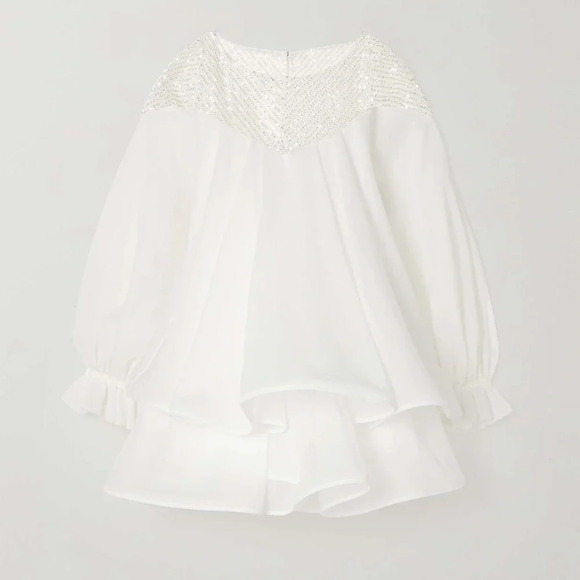 NWT RIME ARODAKY Mar ruffle bead-embellished tulle silk-organza dress Size Small - Picture 13 of 16